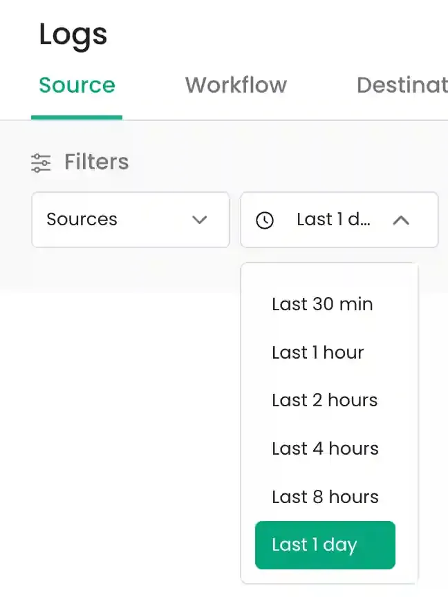Setting the time window to Last 1 day