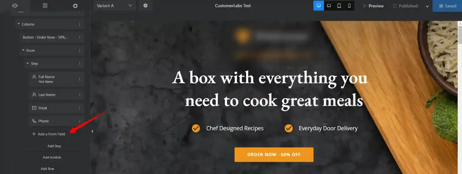 add a form field button