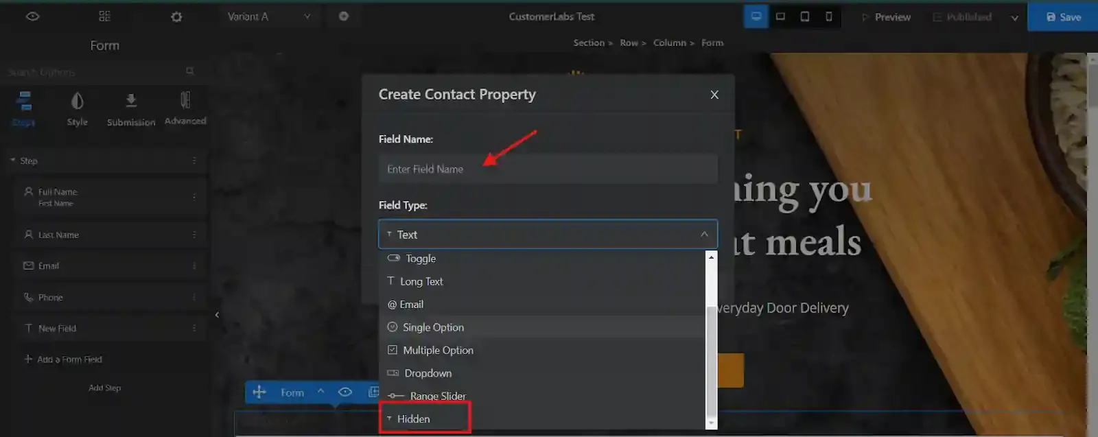 naming field as cluid with hidden type