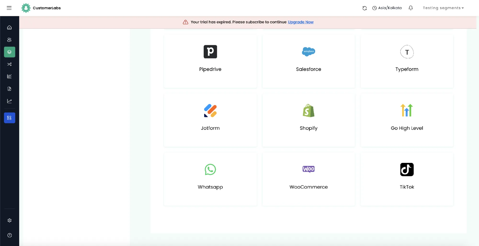 CustomerLabs Sources list with the TikTok source tile
