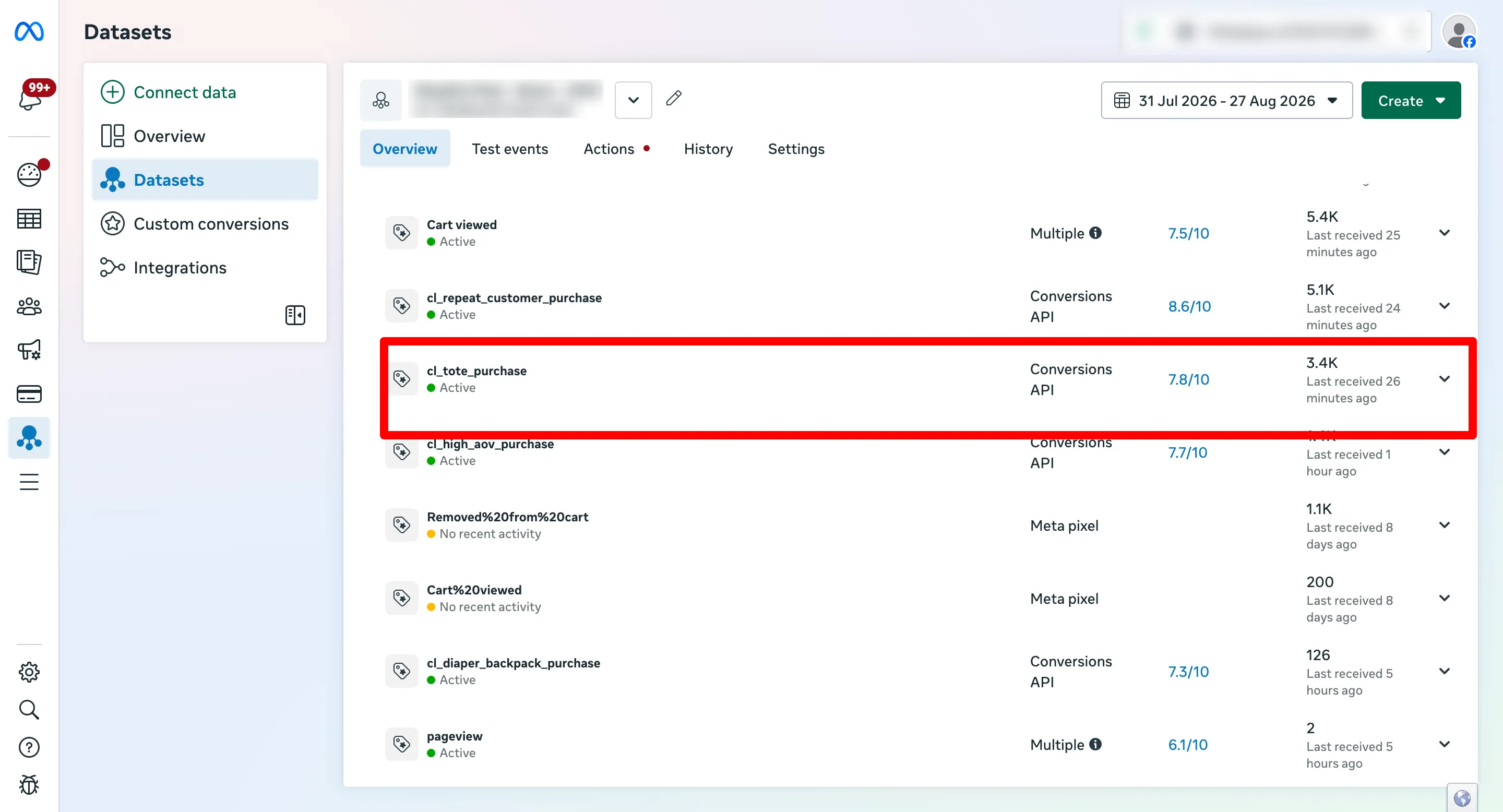Tote purchase measurement in Meta Events Manager