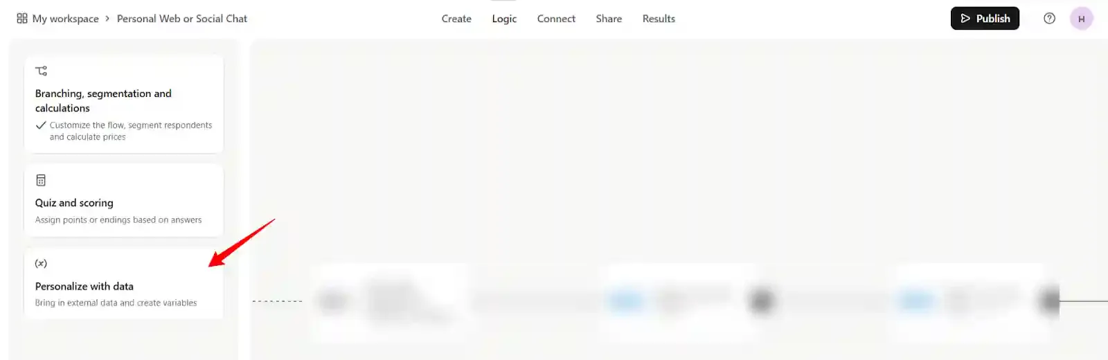 personalize the data option in typeform