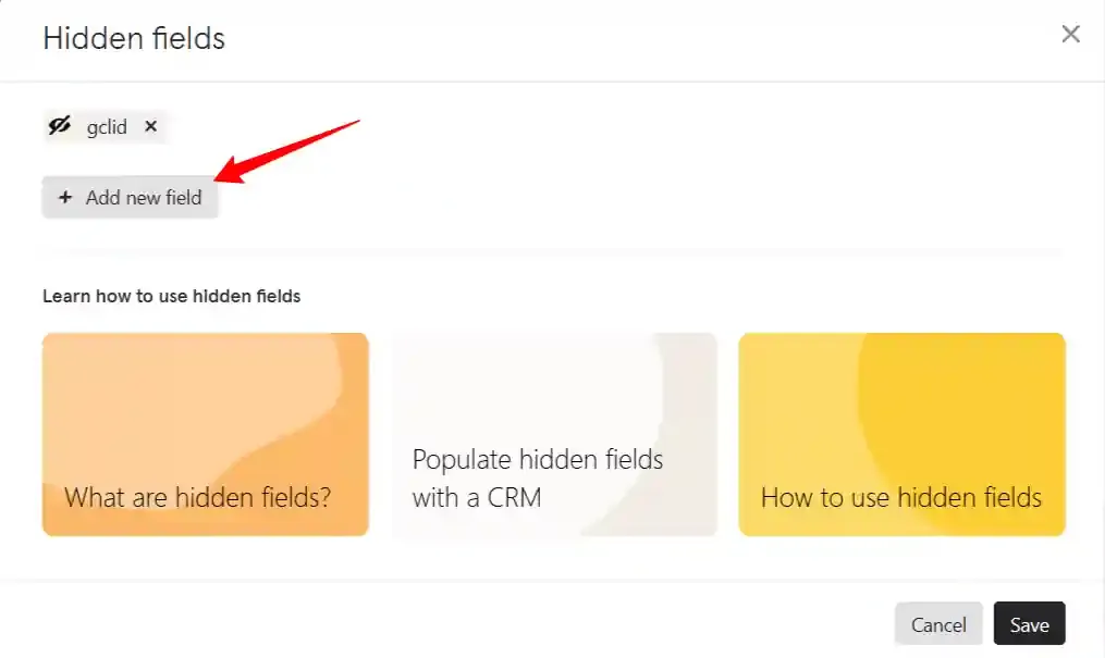 hidden fields screen in typeform