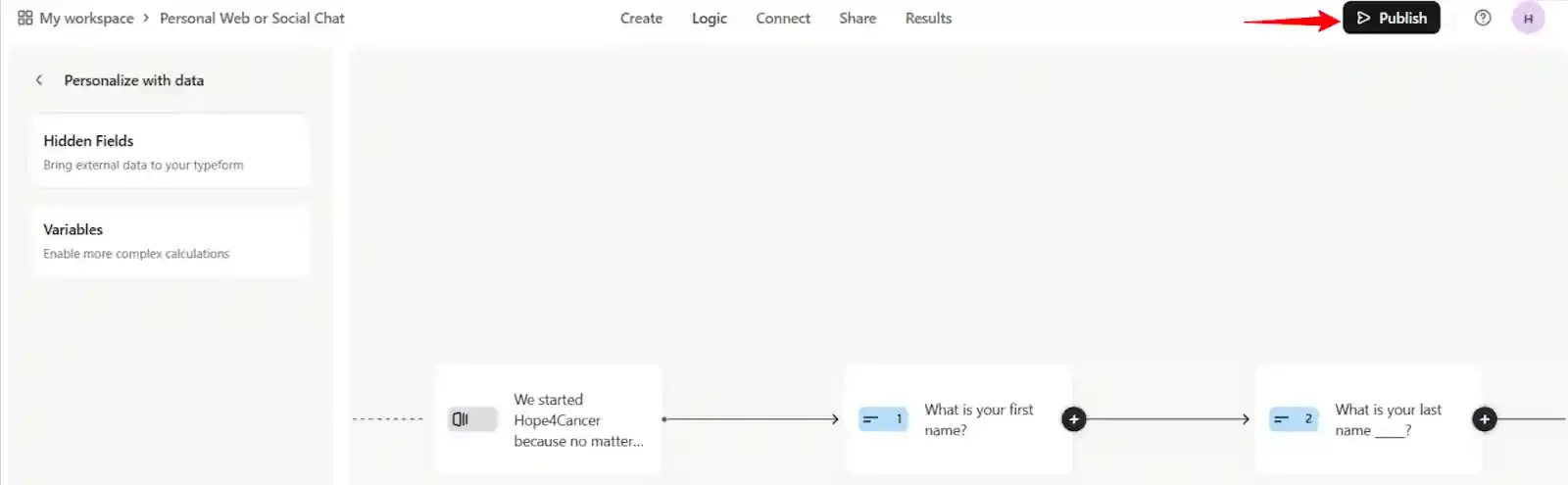 saving hidden field and publishing form