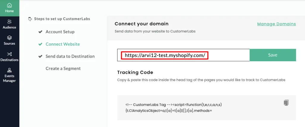 This images shows the dashboard of customerlabs