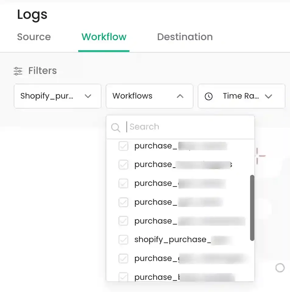 Choosing the specific workflow to inspect