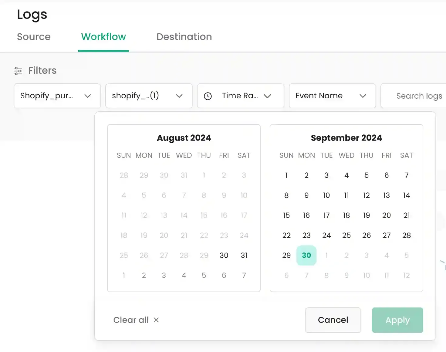 Defining a custom date and time range