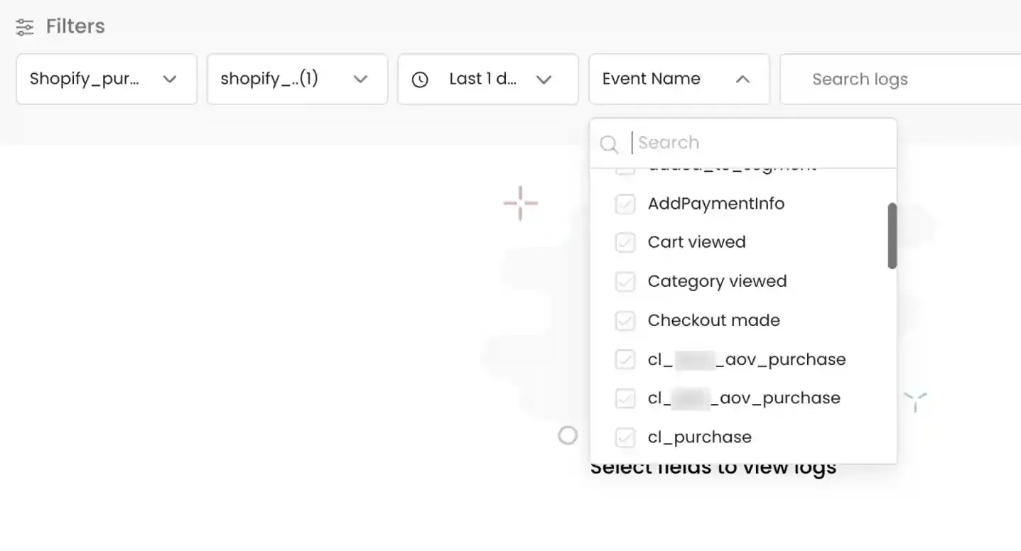 Filtering logs by specific event names