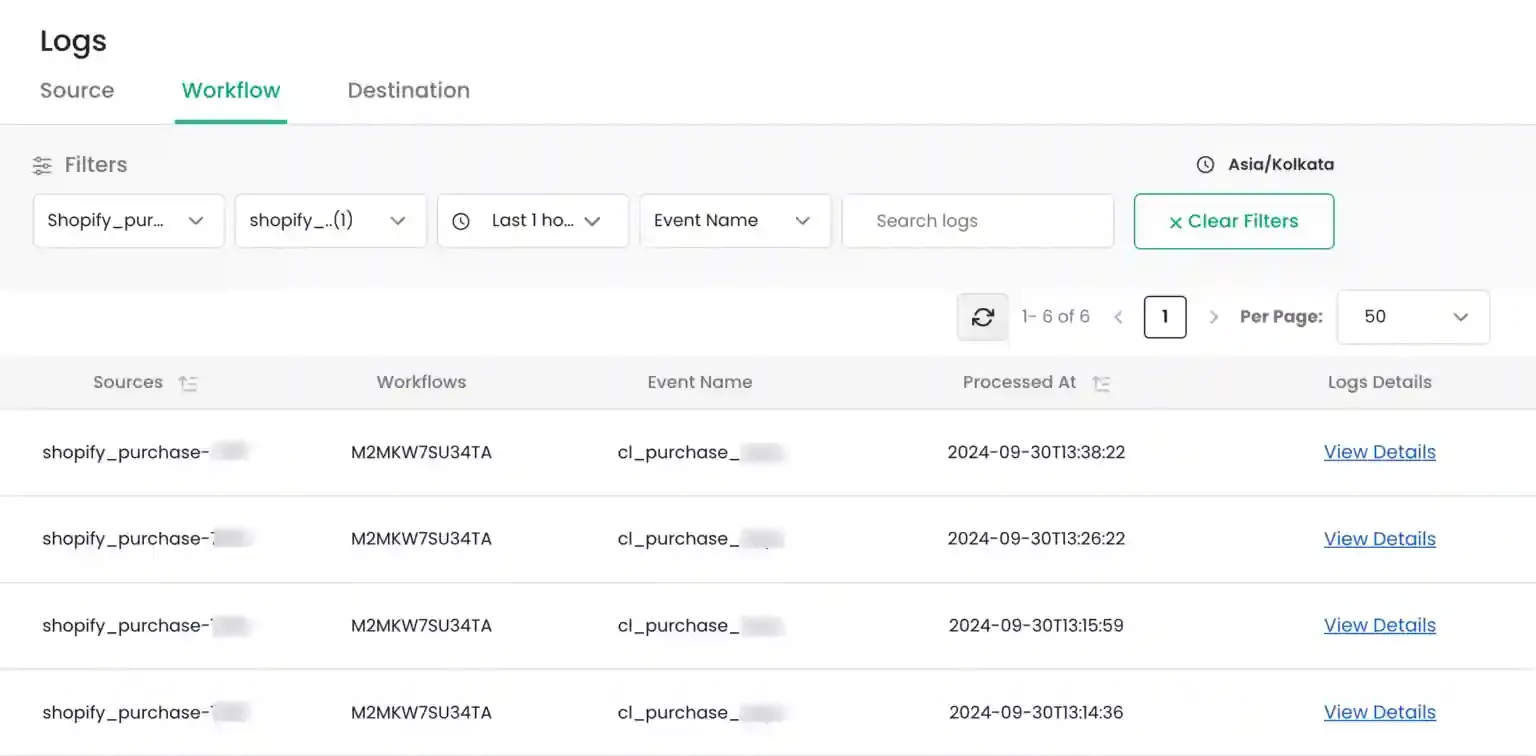Workflow Input tab showing raw source data