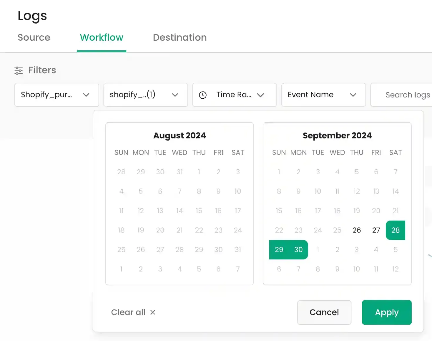 Step 2: Selecting the purchase workflow