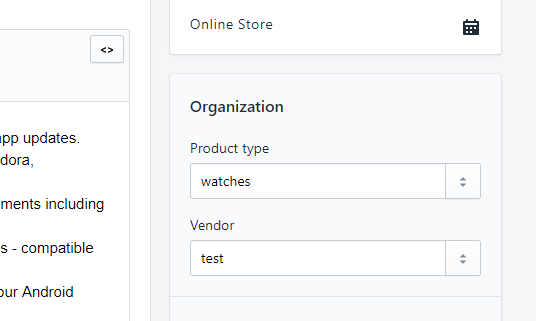 Product type shopify