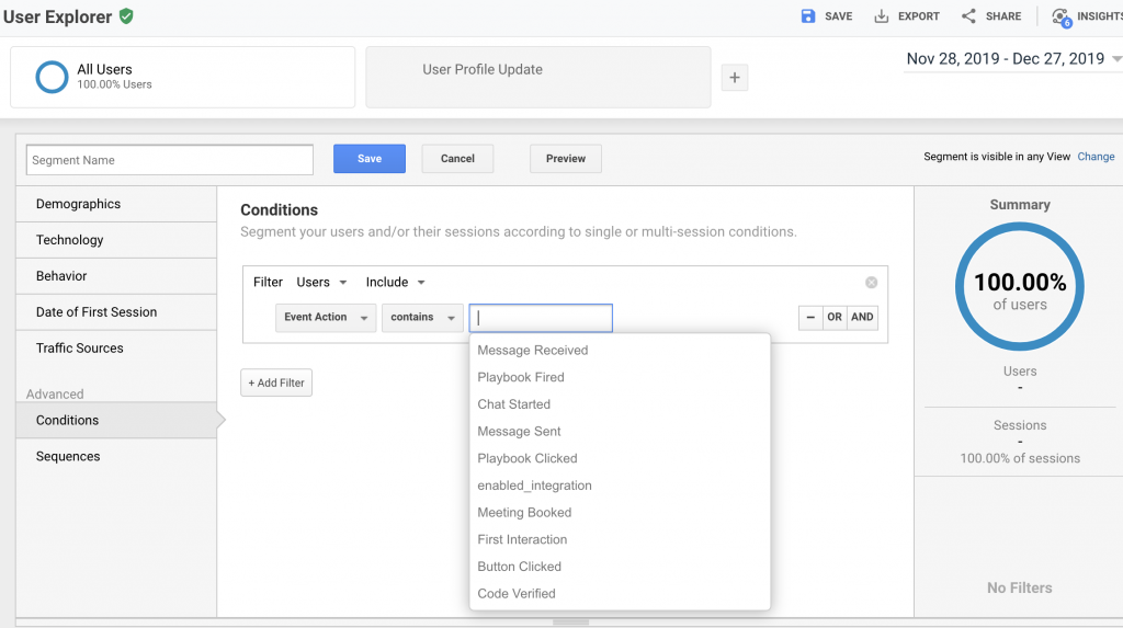 Google Analytics creates segments