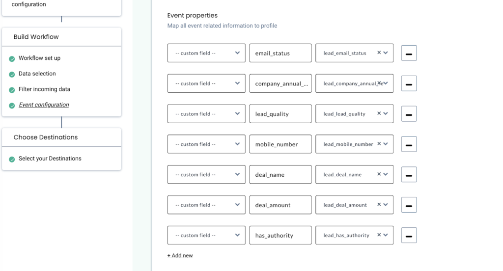 CustomerLabs Mapping event attributes