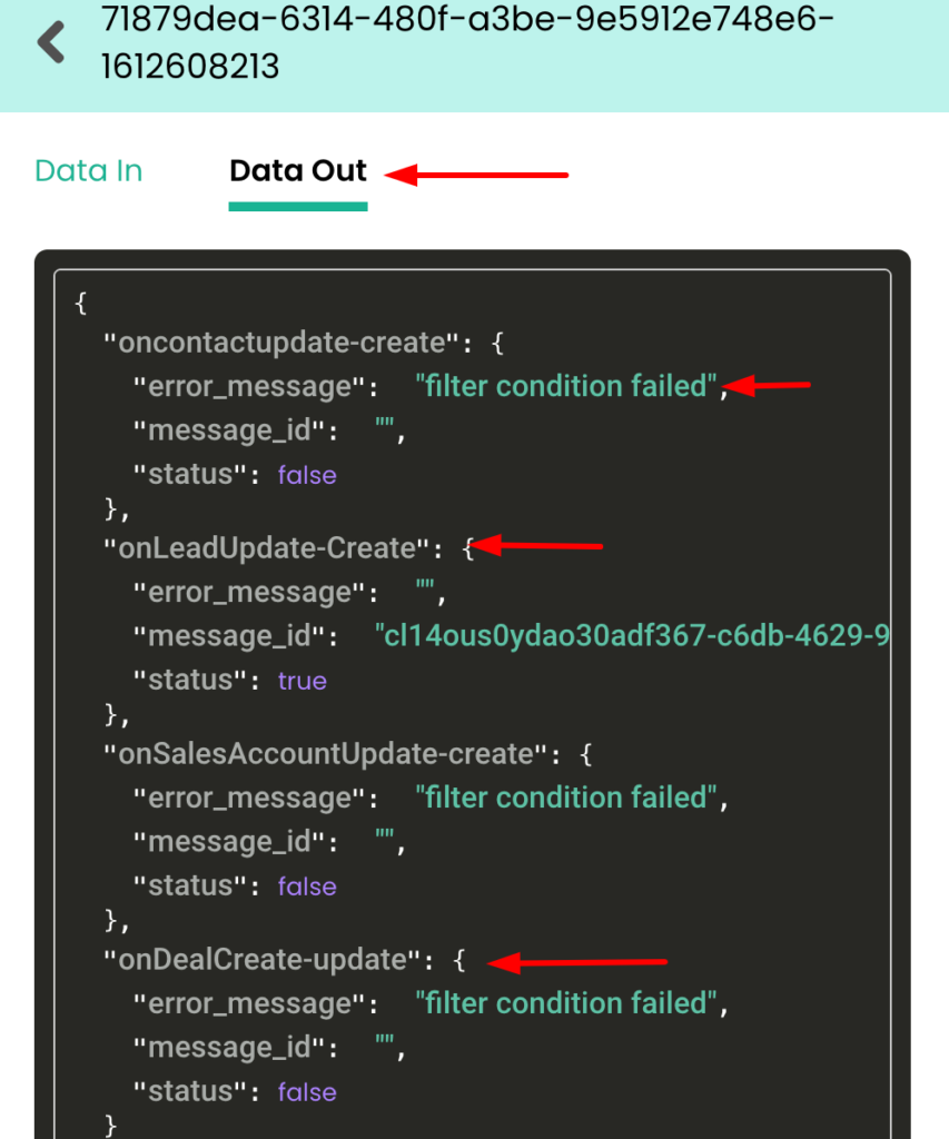 Source log processed message data out 