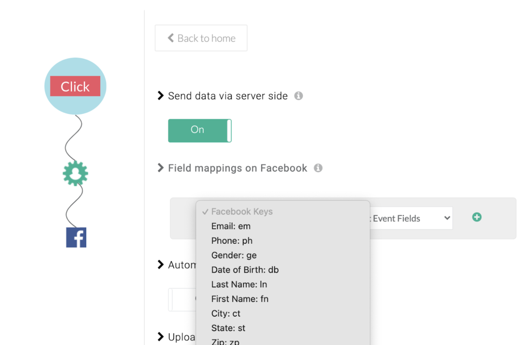 Mapping the Facebook fields to improve Event Quality