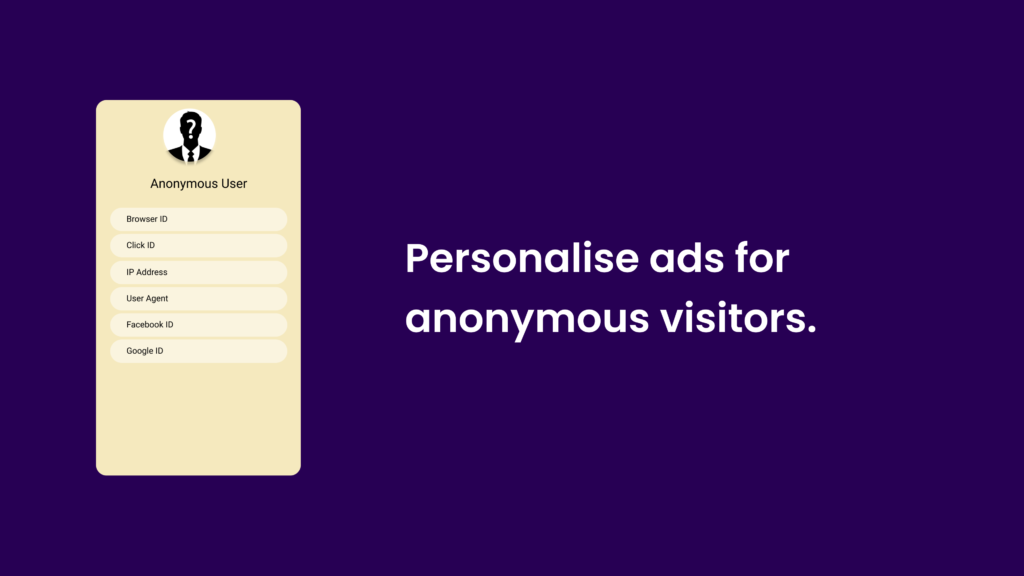 Personalise ads for anonymous visitors.