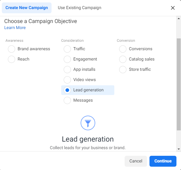 Facebook Ad campaign details