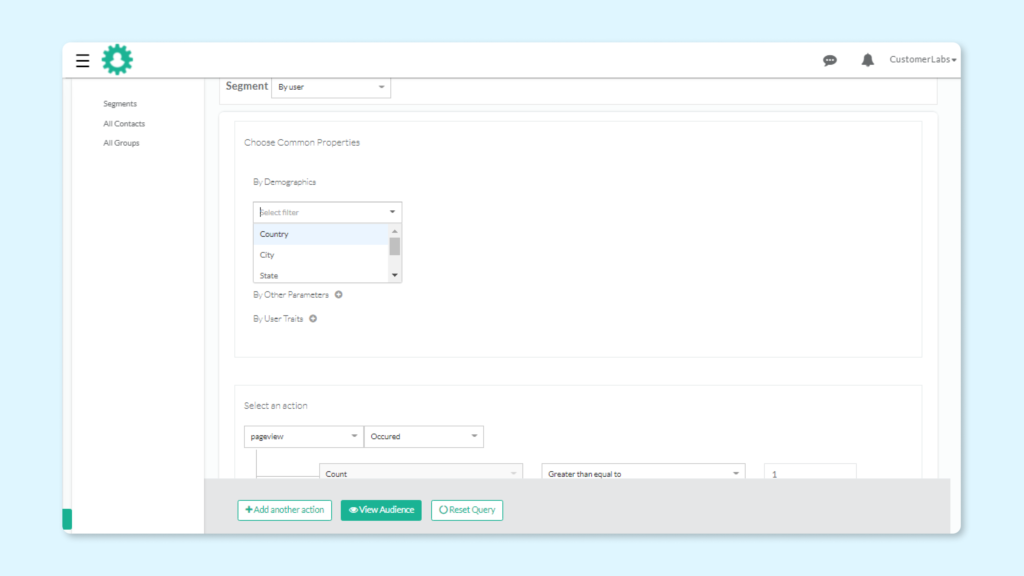 screens that shows how to segment leads based on their CRM stage along with custom filter criteria such as location, lead owner