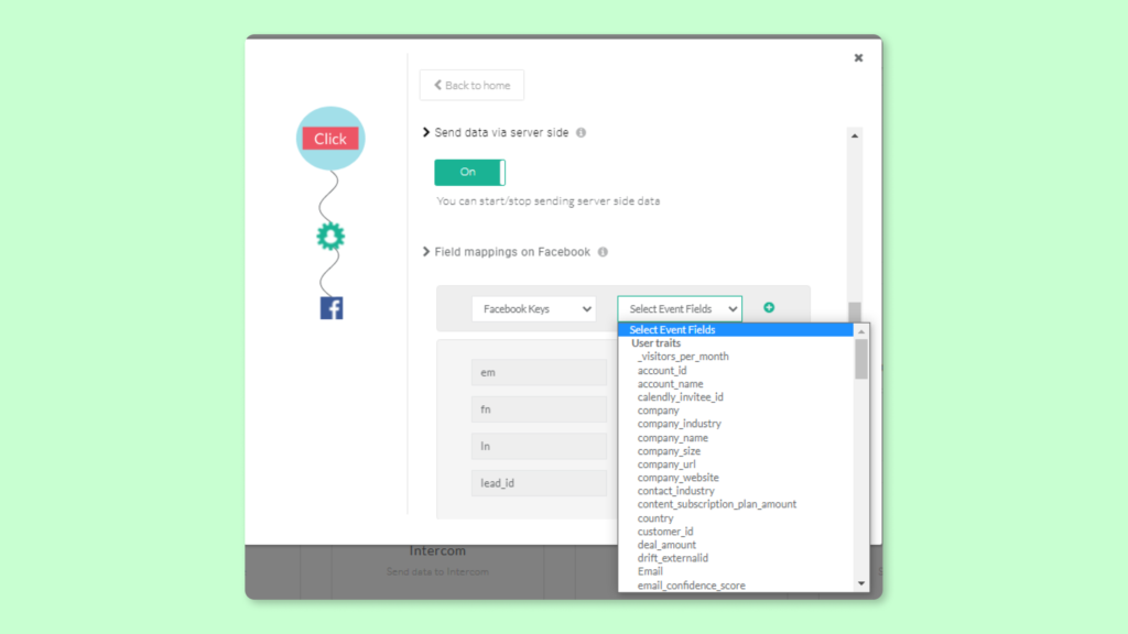 Field mapping for data from Customerlabs CDP to Facebook