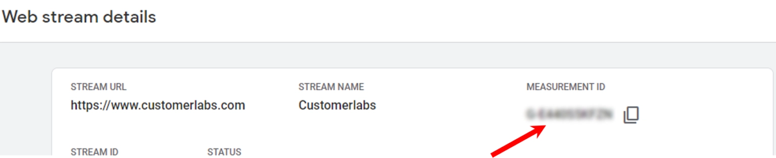 This image highlights the web stream details like url, name, and measurement ID that has to be copied
