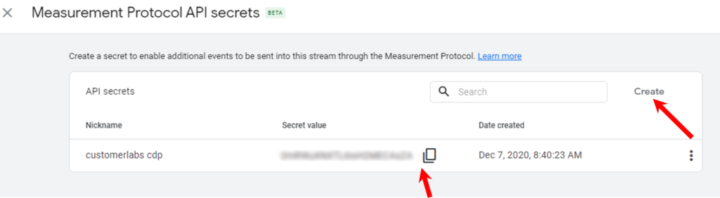 Copy the secret value API