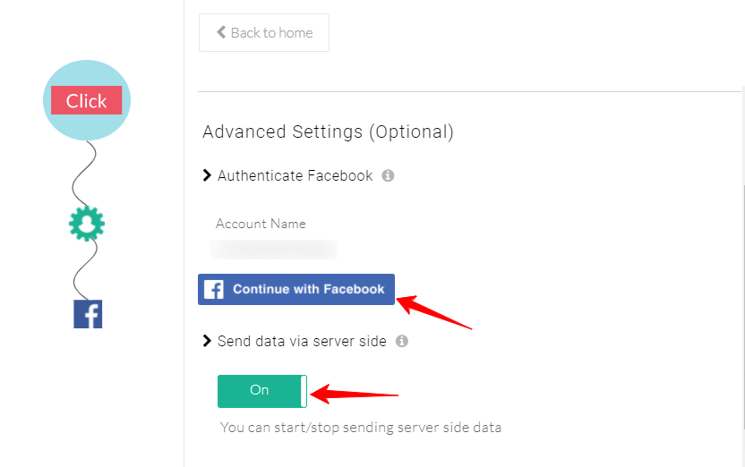 Authenticate facebook and server side callback