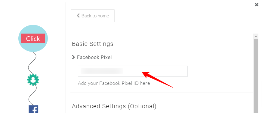 Paste the Facebook pixel id