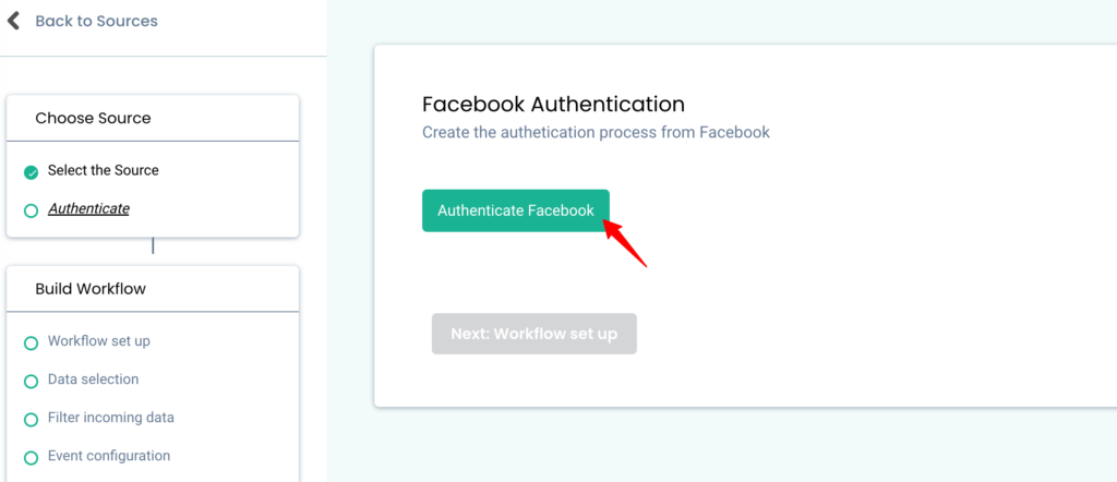 Authenticate Facebook for sending data from Facebook to CustomerLabs CDP