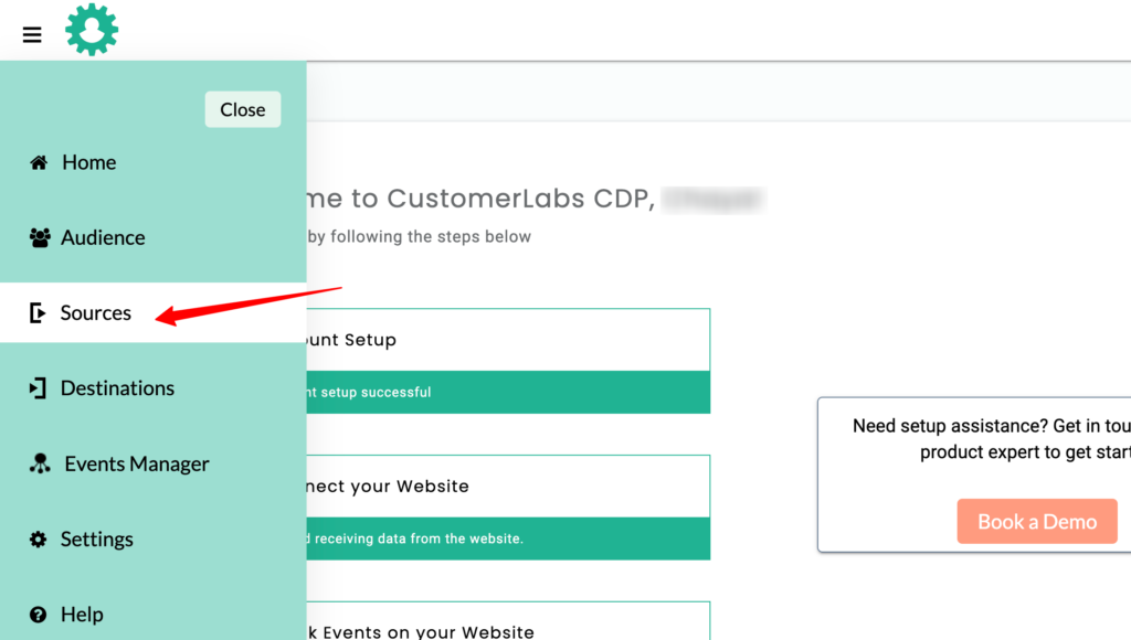 Sources in CustomerLabs CDP