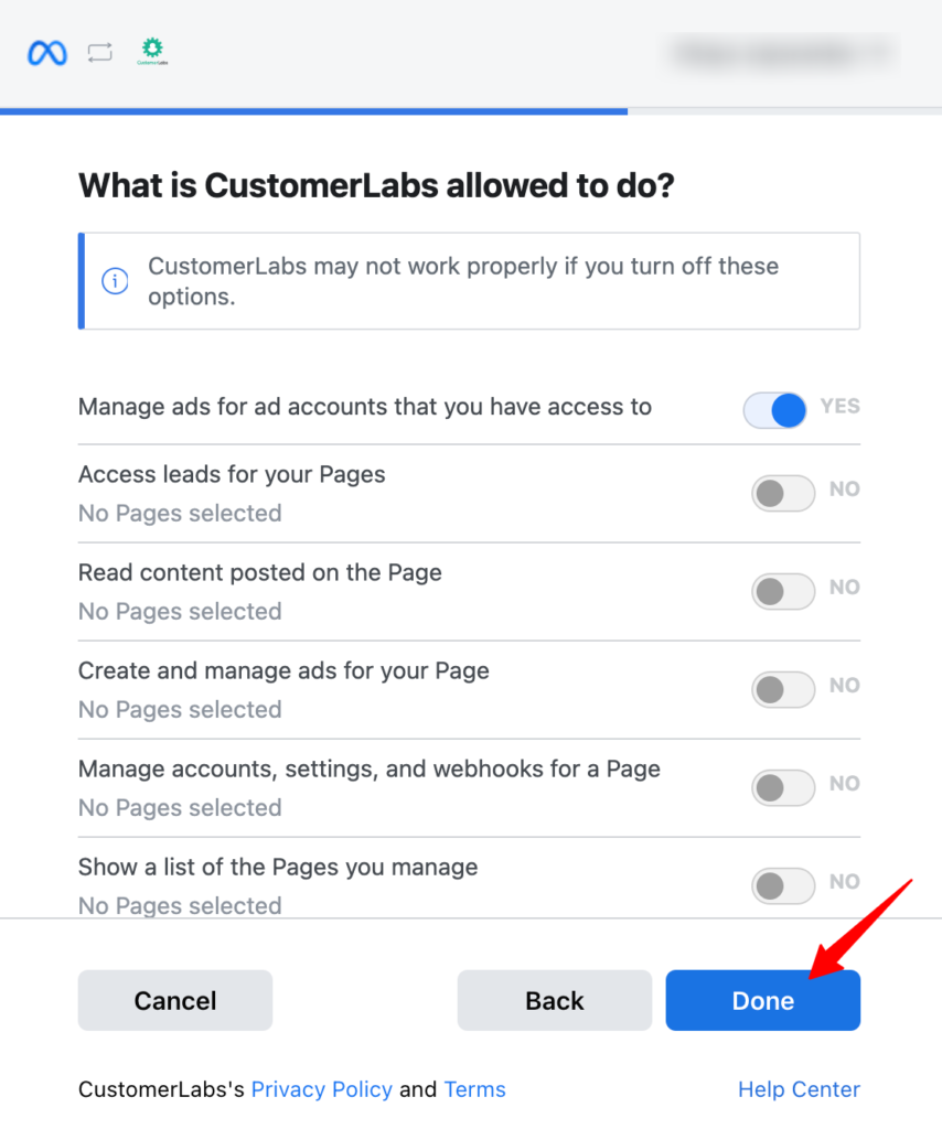 Access to CustomerLabs CDP for Facebook Data