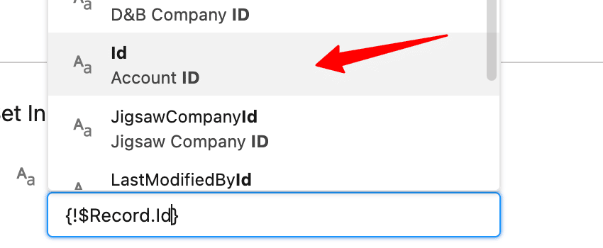 Account ID input value in Salesforce CRM