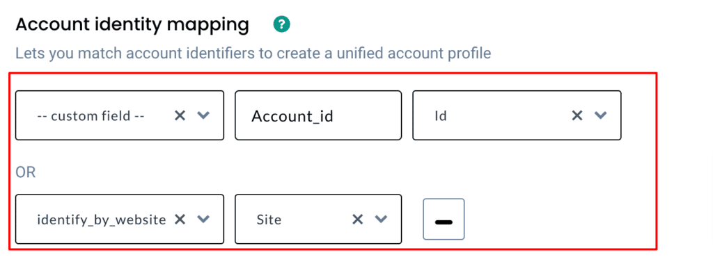 Account identity mapping for all the data inside the Salesforce CRM brought into CustomerLabs CDP