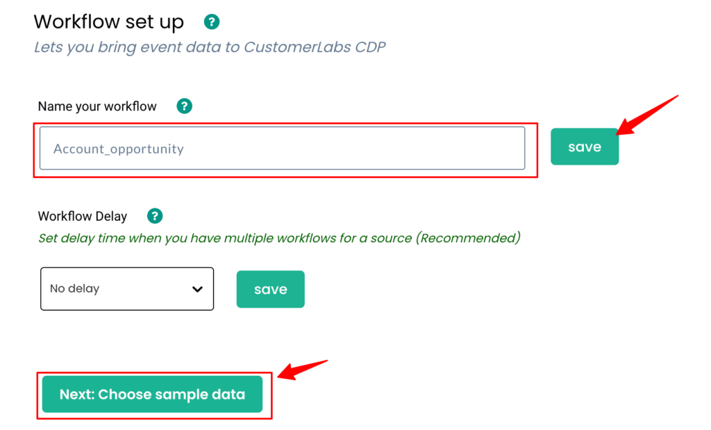 Workflow Setup inside CustomerLabs CDP for Salesforce CRM integration