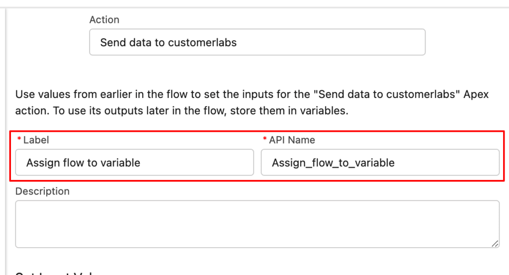 Send the data to CustomerLabs CDP from Salesforce CRM dashboard to assign Flow to variable. 