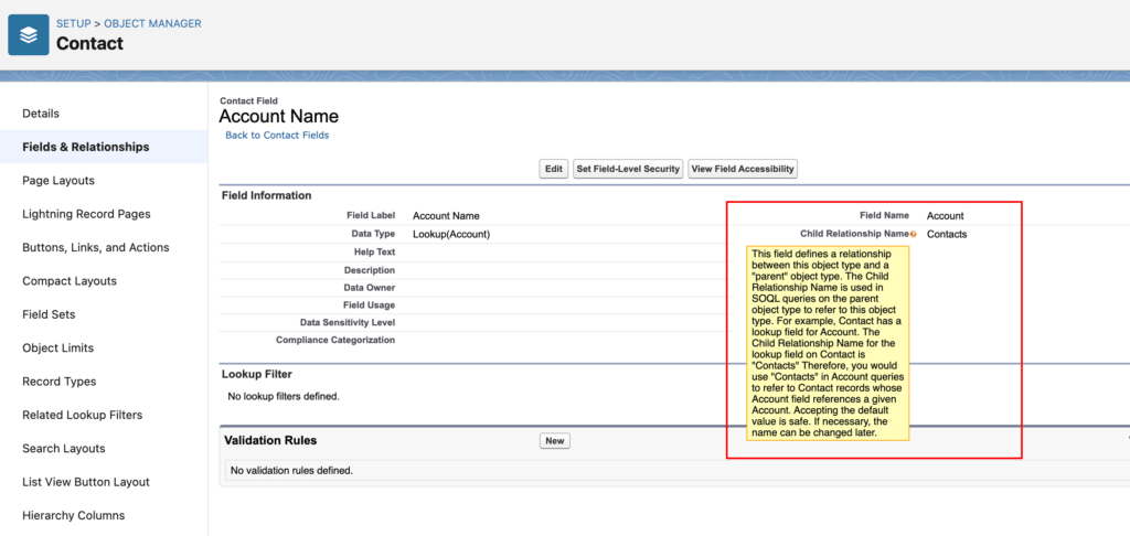 Contact Setup Object Manager in Salesforce