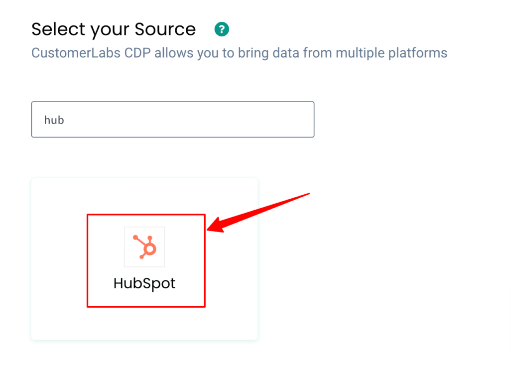 Hubspot connection in the CustomerLabs CDP sources