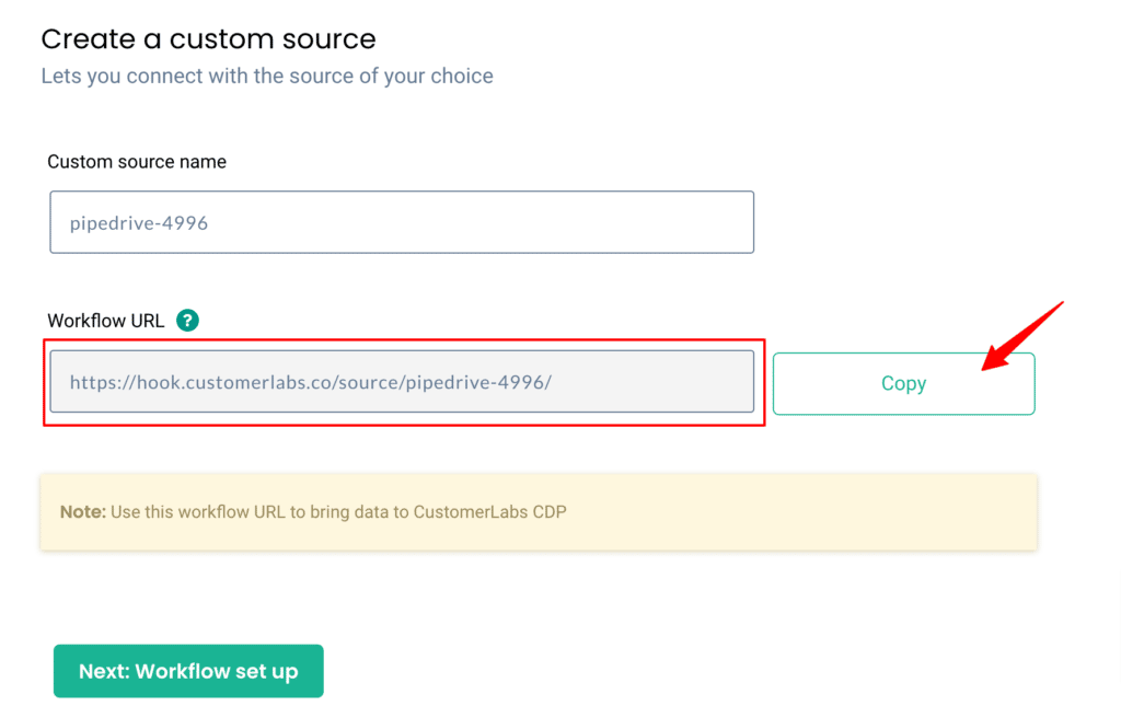 Create a custom source using webhook URl in CustomerLabs CDP