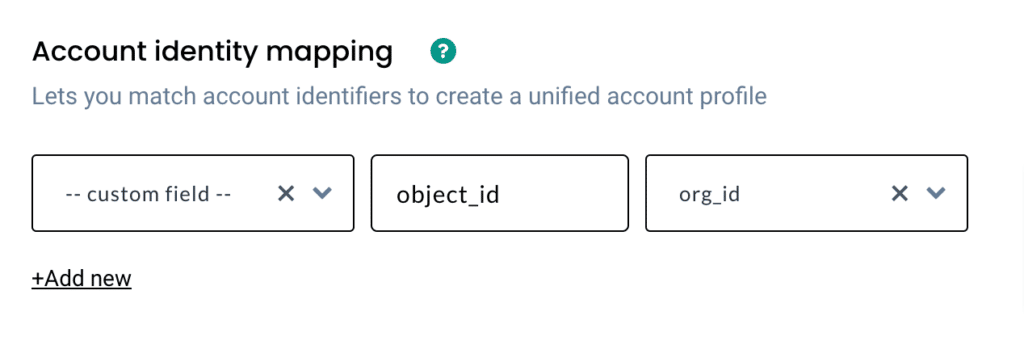 Account identity mapping custom field object ID inside Customerlabs CDP App