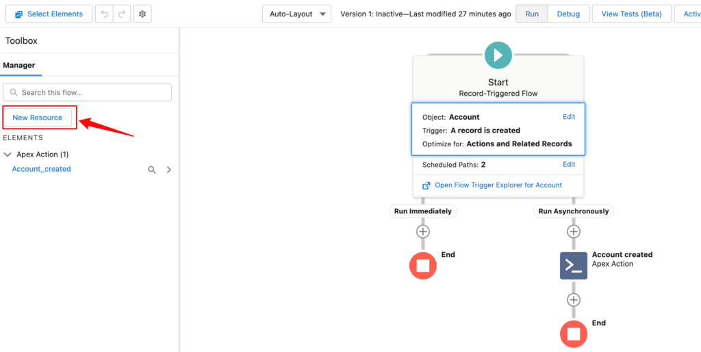 Adding a new resource as a next step inside Salesforce CRM