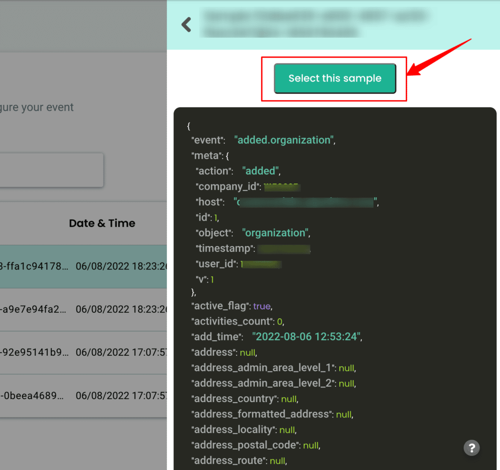 Image showing the raw data of the user as a sample for the data pulled in from Pipedrive 