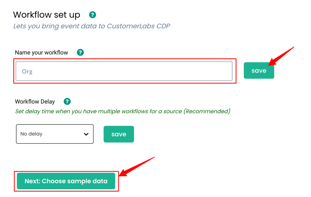 Workflow setup inside CustomerLabs CDP. 