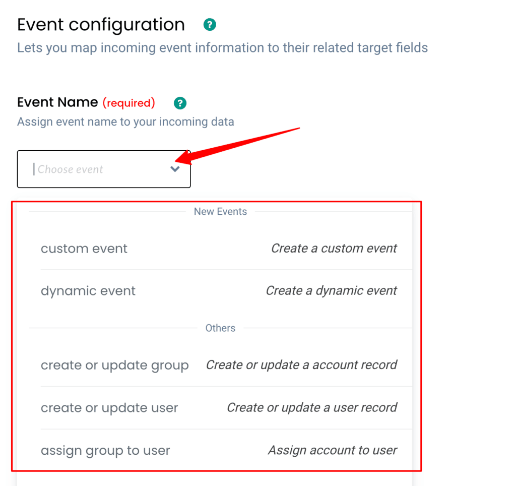 Event configuration inside Customerlabs CDP to configure a new event for the data pushed from Pipedrive into CustomerLabs 