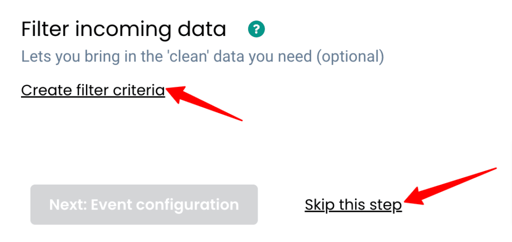 Filter incoming data in CustomerLabs CDP app 