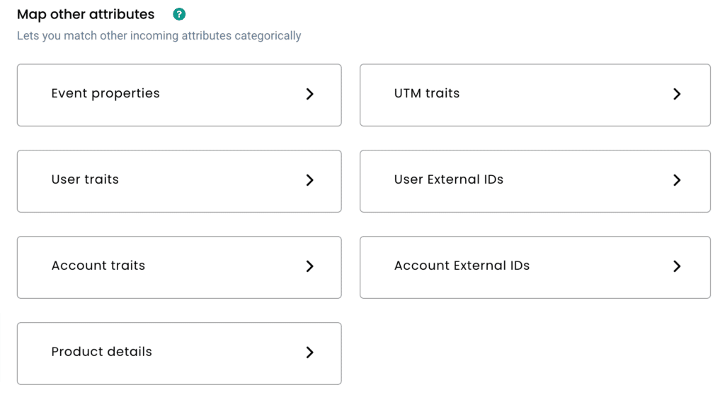 Other attributes mapped screen in CustomerLabs CDP