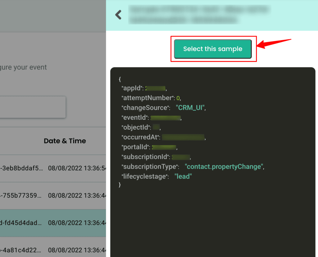 Raw data along with user parameters and javascript sent into CustomerLabs CDP