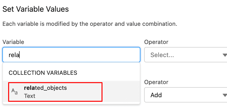 Set variable values