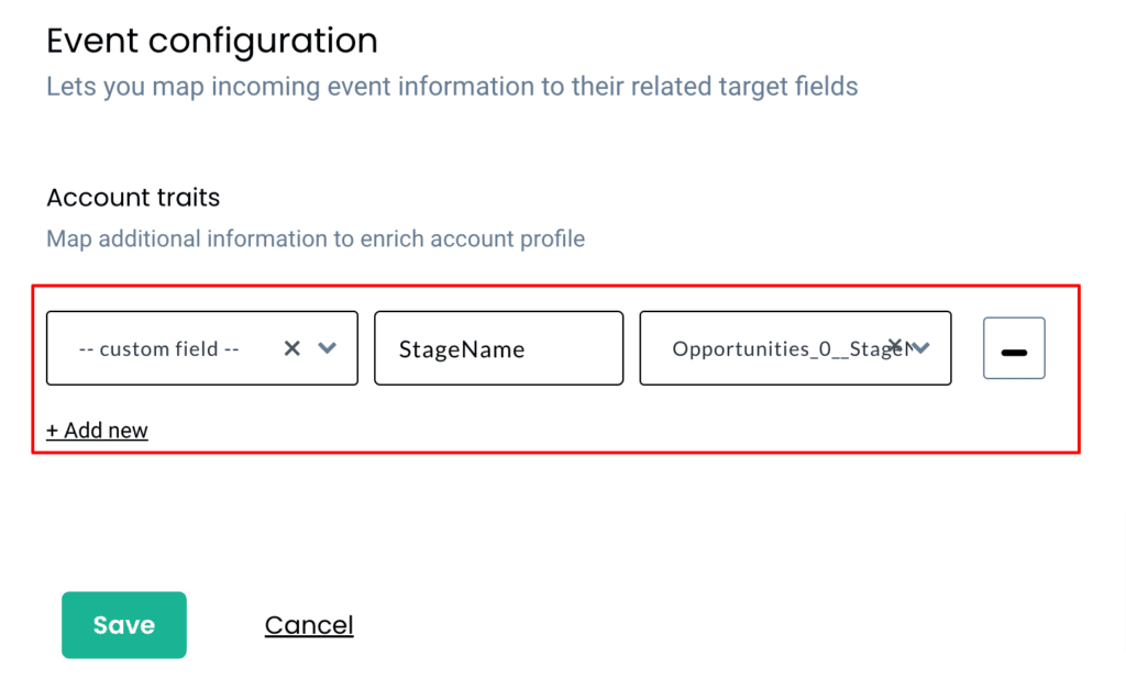 Event Configuration and account mapping