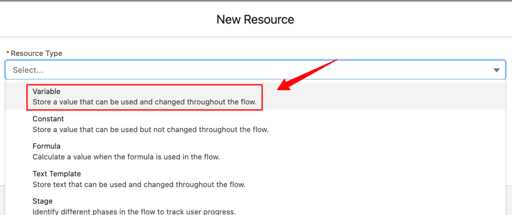 New Resource variable highlighted