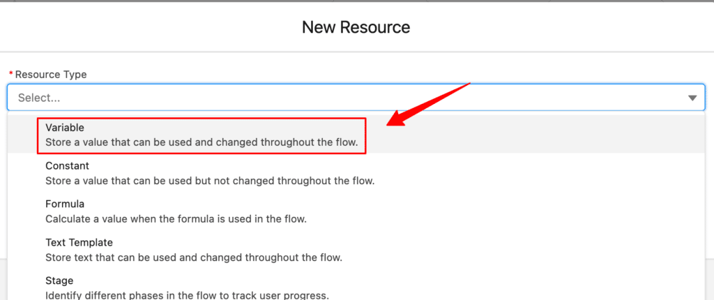 New Resource variable highlighted 