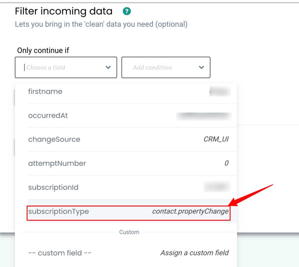 Filter incoming data